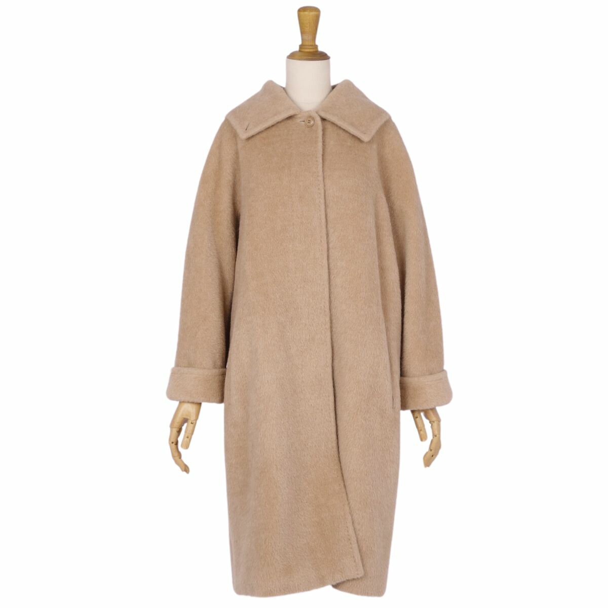 【美品】マックスマーラ Max Mara コート 白タグ ロングコート アルパカ ウール アウター レディース JI36 USA2 FB34(S相当) ブラウンベージュ【中古】