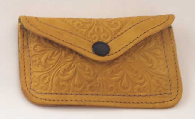 モロッコ-革製財布-黄色、ひつじ革