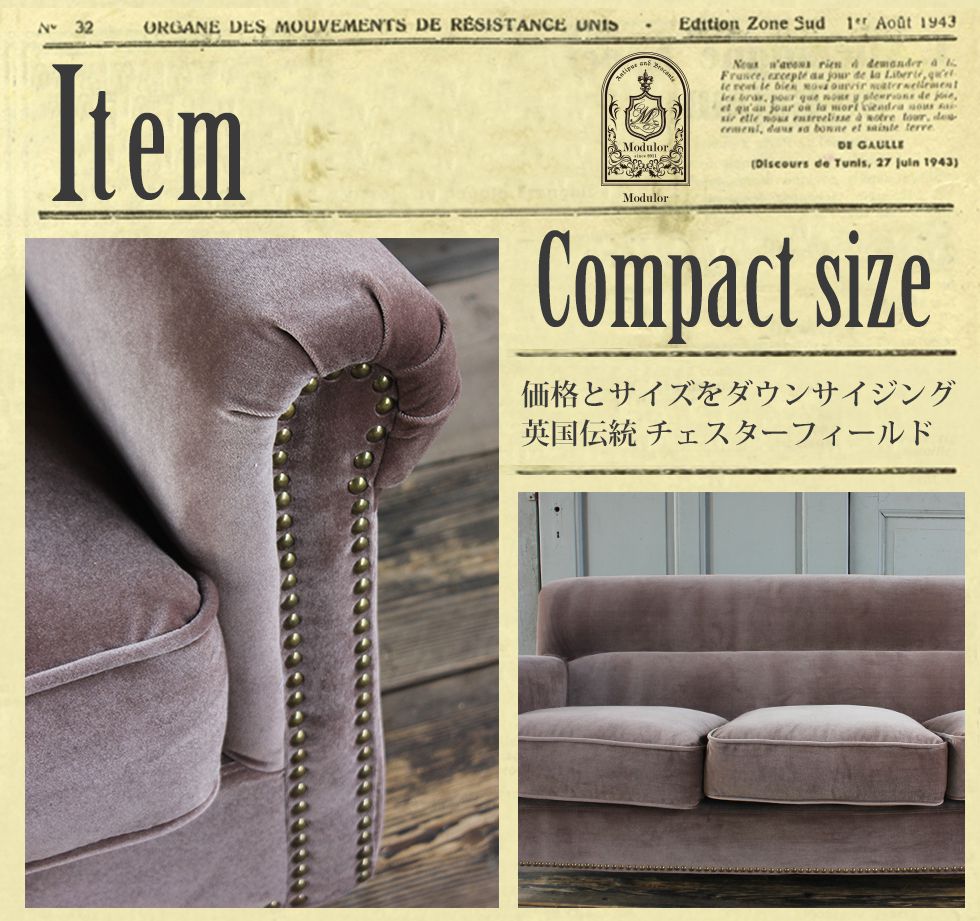 ウェリントン『ヴィンセントシリーズダブルソファ3人掛け（vn3）』