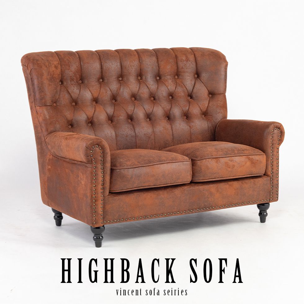 布料 - チェスターフィールド ソファ イギリス 2人掛け アンティーク風 家具 ヨーロピアン ヨーロッパ ソファー ハイバック おしゃれ ヴィンテージ 鋲打ち レトロ ウイングバック 背もたれ 高い 英国 書斎 映画 重厚感 玉座 海外 暮らし リプロ D 125*80*92