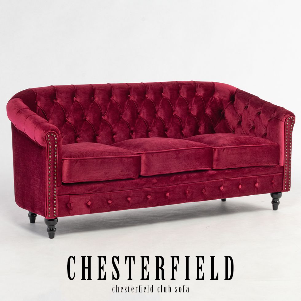 チェスターフィールド ソファ 3人 掛け 三人掛け 3人用 三人用 アンティーク 風 家具 ヴィンセント 本物 ヨーロッパ ソファー イギリス ゴシック ヨーロピアン おしゃれ ヴィンテージ 輸入家具 レトロ モダン コンパクト リプロ E 165*67*75