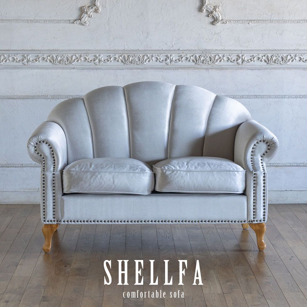 布料 - 姫系 家具 二人用 ソファ かわいい ロココ 猫脚 アンティーク風 エステサロン シェル 型 ソファ ゴージャス アンティーク調 ゴシック ソファー 2人掛け シャビーシック エレガント フレンチ ヨーロピアン 猫足 貝殻 マーメイド リプロ D 135-70-88