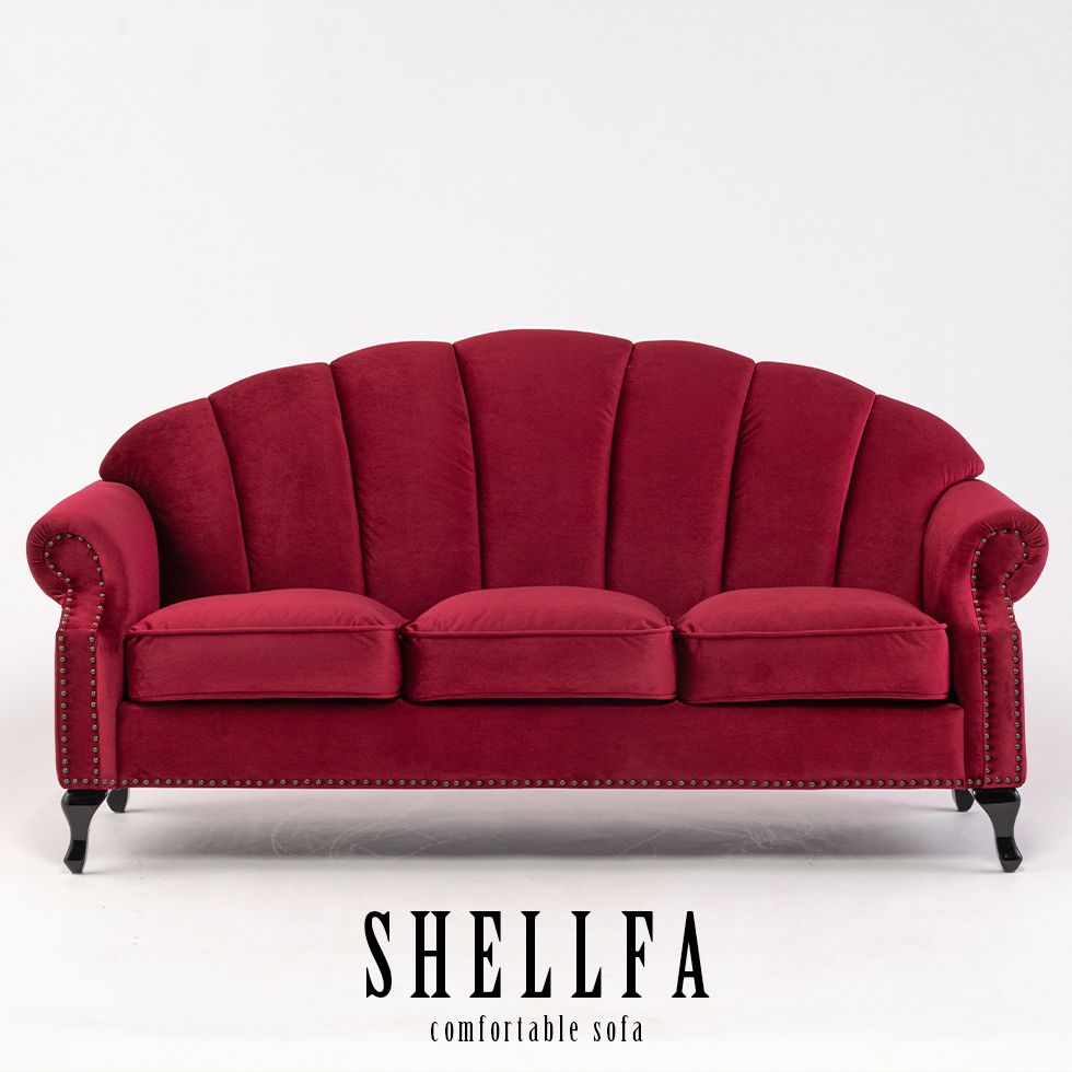 Love Sofa - 貝殻 ソファ 三人用 ソファ かわいい ロココ 猫脚 アンティーク風 マリン シェル 型 ソファ ゴージャス アンティーク調 ゴシック ソファー 3人掛け シャビーシック エレガント フレンチ ヨーロピアン 猫足 マーメイド リプロ E 183*73*92