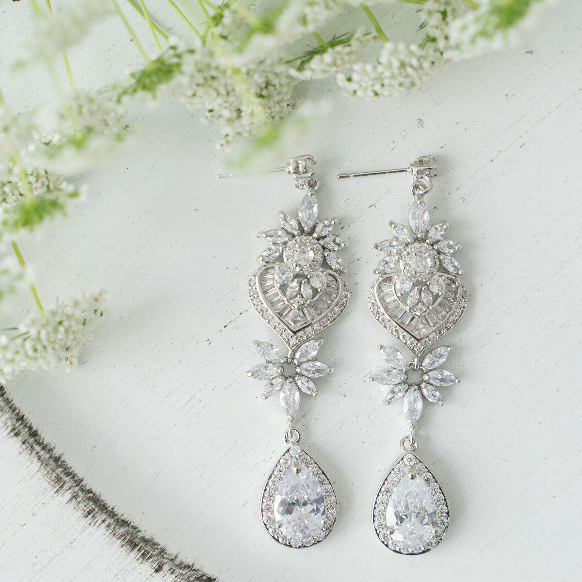 キュービックジルコニア イヤリングORピアス ウェディング ブライダル アクセサリー