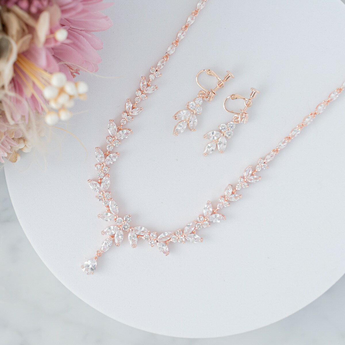 ウェディングアクセサリーセット シンプル ローズゴールド ブライダル