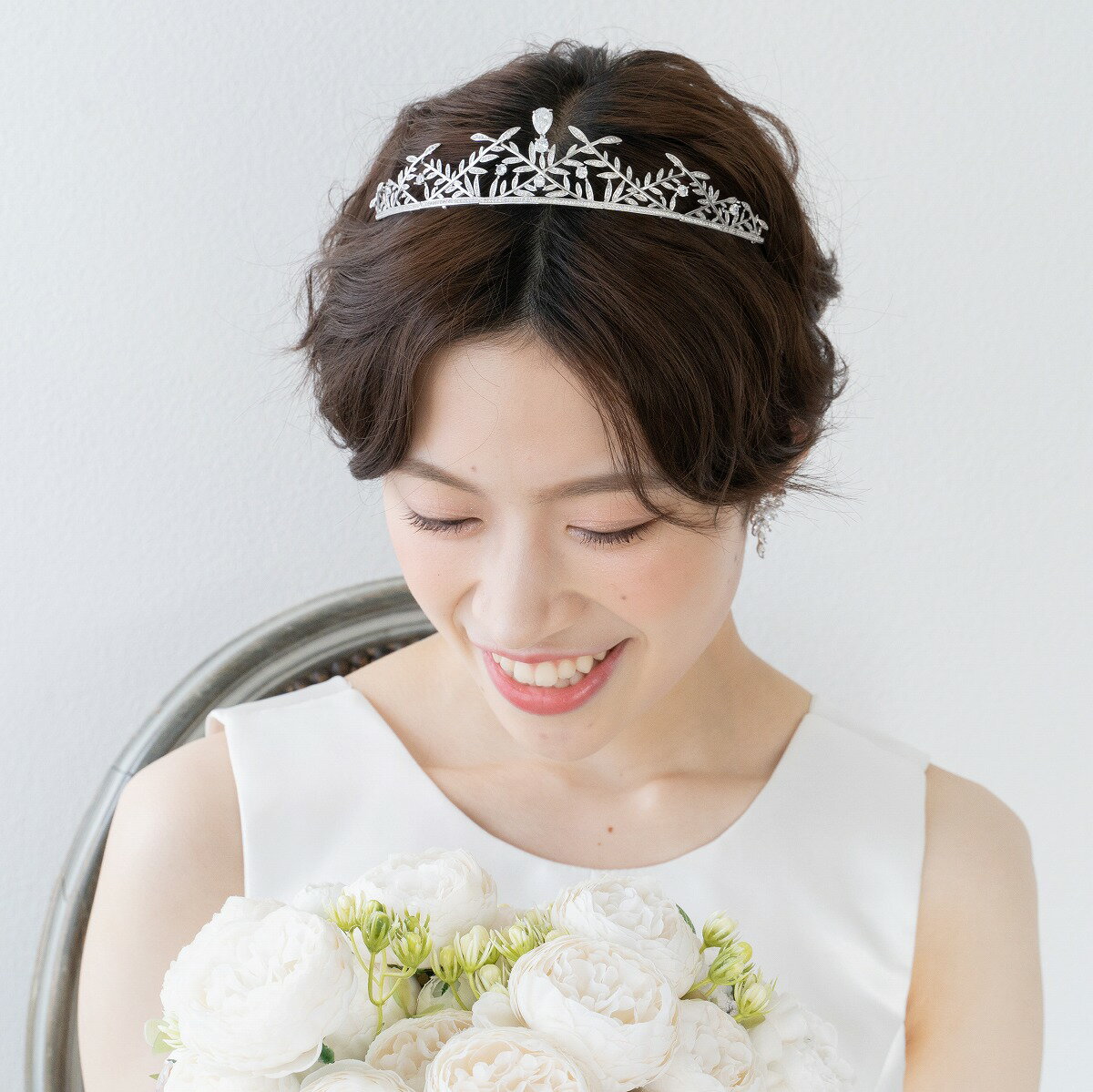 ブライダルティアラ ボタニカル キュービックジルコニア 結婚式