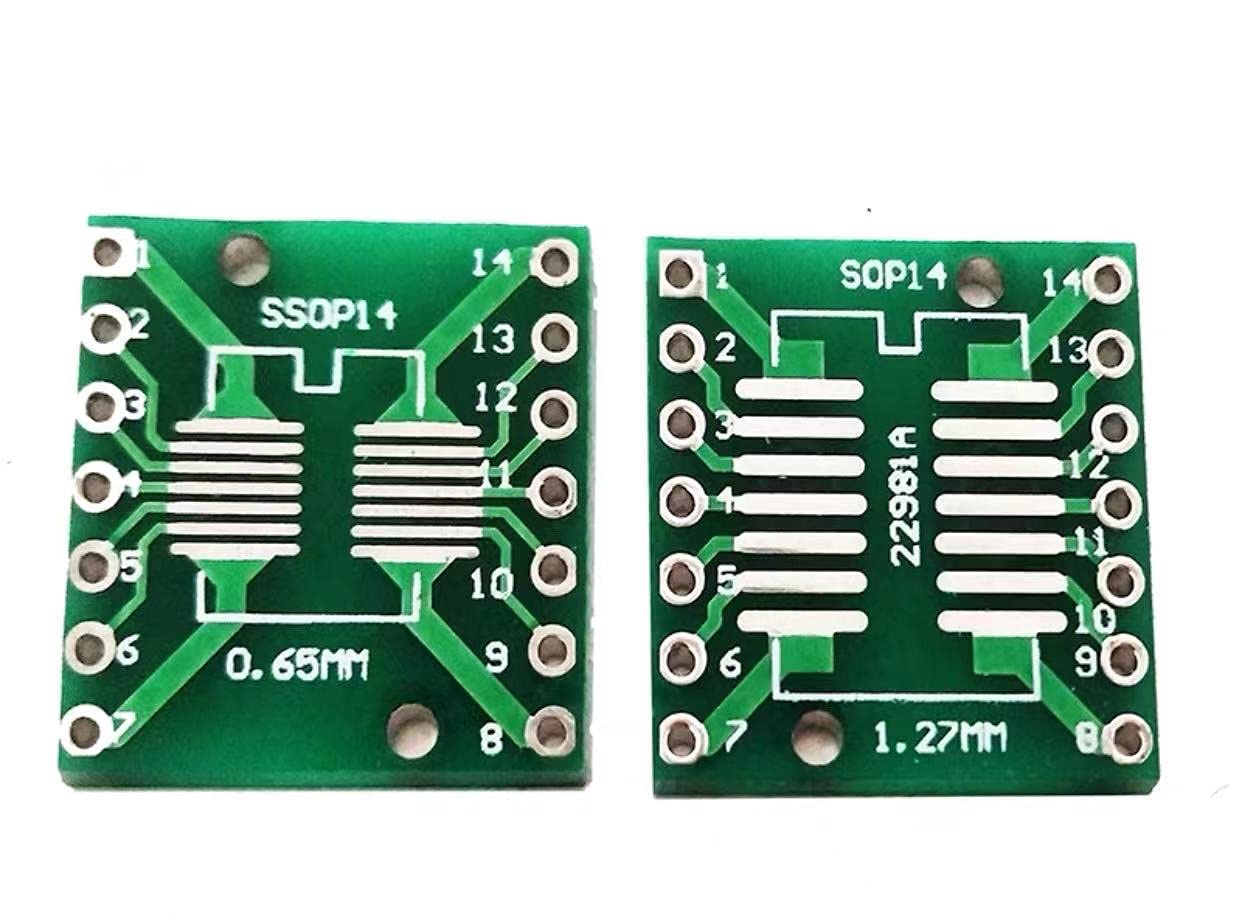 Moechando 0.65・1.27mm SOP-14P ピッチ変換基板 SOPをDIPに変換する基板単体 P-065127SOP14（5枚入り）