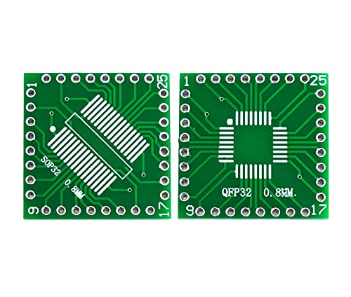 Moechando 0.8mmピッチQFP-32P/0.8mmピッチSOP-32P両用 ピッチ変換基板 変換先2.54mmピッチ （5枚入り）