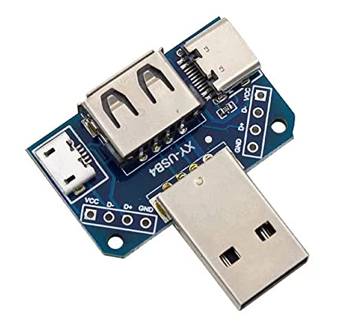 Moechando 4USB変換基板 Aタイプメス/Aタイプオス/Type-C/マイクロUSB 実装済み品（1個入り）