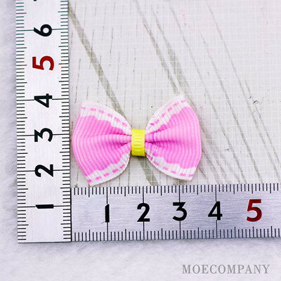 りぼん ピンク 淵あり 【7個入り】リボン 布 手芸材料 ハンドメイド 素材