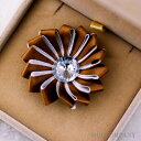 花 ガラス 茶色 【2個入り】リボン 布 手芸材料 ハンドメイド 素材