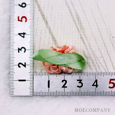 花 葉付き オレンジ 【3個入り】リボン 布 手芸材料 ハンドメイド 素材