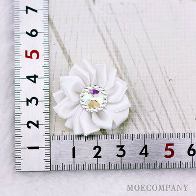 花 ガラス ホワイト 【2個入り】リボン 布 手芸材料 ハンドメイド 素材