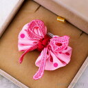 ピンク 水玉 【1個入り】リボン 布 手芸材料 ハンドメイド 素材