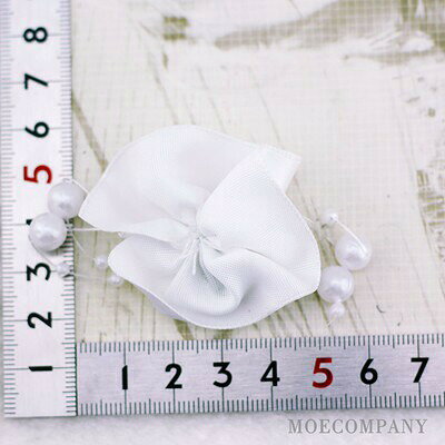 パール付き ホワイト 【2個入り】リボン 布 手芸材料 ハンドメイド 素材 moecompany-10001647 モエカンパニー〜デコ・ジュエリー サンプル画像3