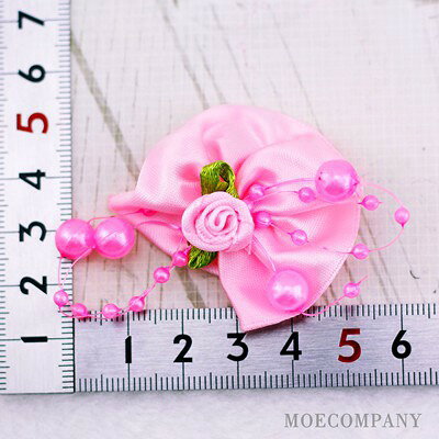 パール付き ピンク 【2個入り】リボン 布 手芸材料 ハンドメイド 素材 moecompany-10001648 モエカンパニー〜デコ・ジュエリー サンプル画像2