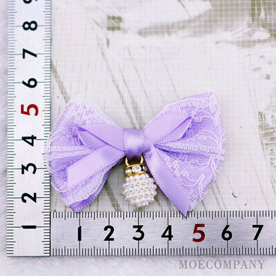 紫 パール 【1個入り】リボン 布 手芸材料 ハンドメイド 素材
