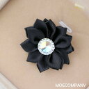 花 ブラック ガラス 【2個入り】リボン 布 手芸材料 ハンドメイド 素材