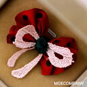 赤ドット 【1個入り】リボン 布 手芸材料 ハンドメイド 素材