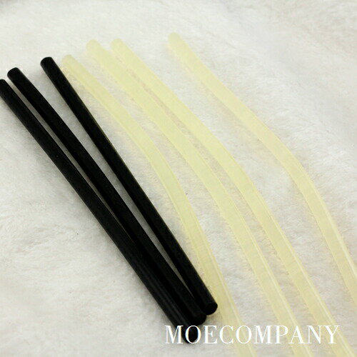 グルースティック 5個入り 【直径:7MM】 黒色：19センチ 、生成り色：26センチ 強力粘着 溶融　透明　黒　黄色