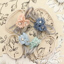ヘアゴム【1個】スーパー繊維のお花 花の芯はガラスストーン リボン 二重ゴムピンクヘアゴム 全4色 お花 リボン ナチュラル パステルカラー ヘアアクセサリー ...