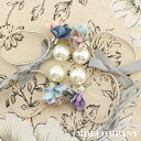 ヘアゴム【1個】花チャーム パールチャーム リボン ゴム花の色(ピンク+ブルー)ヘアゴム 全4色 2色の花チャーム パールパーツ リボン ヘアアクセサリー 髪飾...