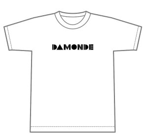 デザインロゴ「DAMONDE」Tシャツ ホワイト記号 図形 三角 さりげない シンプル おしゃれ 静岡 静岡県民 方言 静岡弁 だもんで ご当地 おもしろTシャツ レディース メンズ プレゼント ギフト