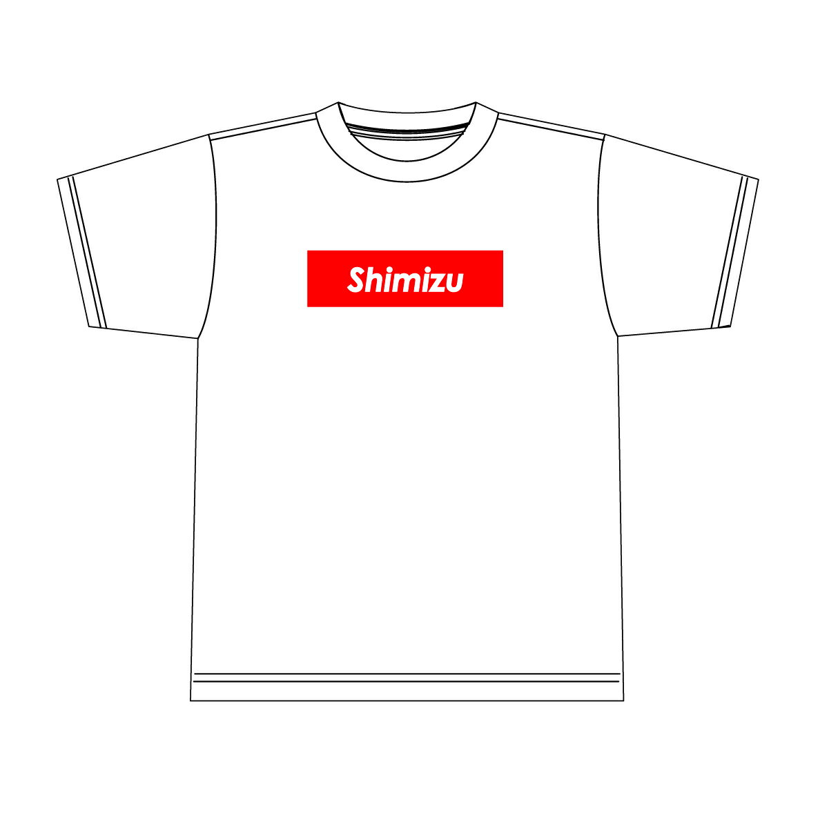 「Shimizu」Tシャツ　白　ロゴレッド（白文字）Tシャツ