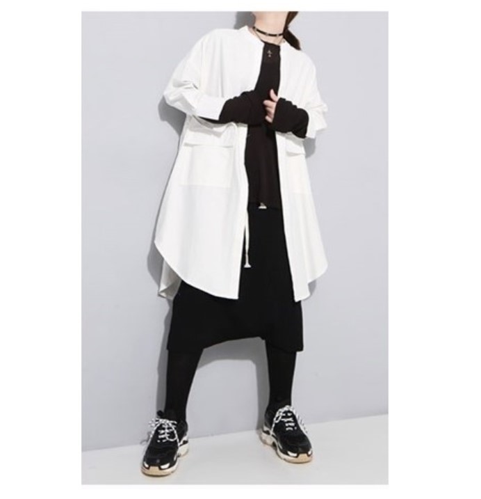 爽やかノーカラーワイドシャツシャツ...