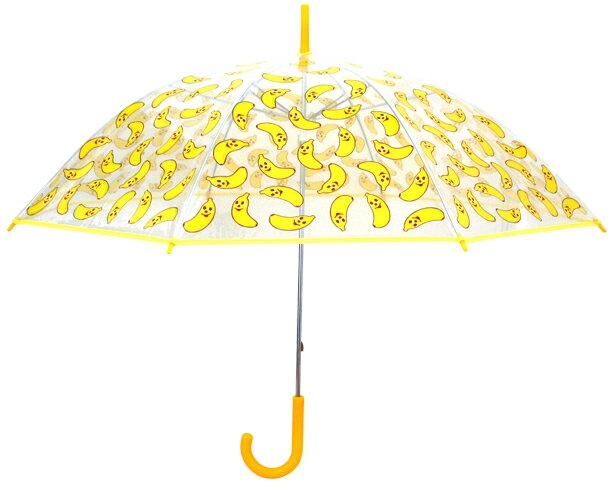 メリーゴーアンブレラ　バナナ（Merry Go Umbrella banana）　GLADEE（グラディー）・人気ブランド、グラディのレディース用ビニール傘（かさ） かわいい柄で子供キッズにも大丈夫なカサです！