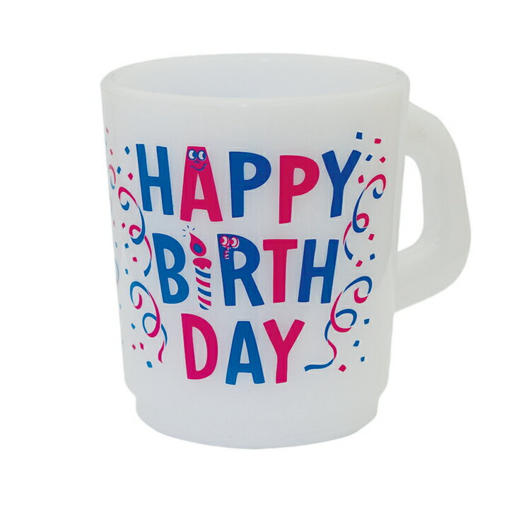 プラスチックマグ ハッピーバースディ ブルーxピンク（Plastic Mug Happy Birthday）GLADEE(グラディー)かわいいプラコップ、ランチのお弁当や歯磨きでのうがいやタンブラーにも使えるプラスチックコップ(プラスチックカップ)幼稚園や保育園キッズの子供用コップに