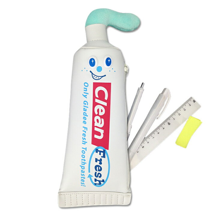 歯磨き粉ペンシルケース GLADEE（グラディー）歯磨き粉型の独特の可愛さのあるペンシルケース♪軽量なので持ち運びにも便利。筆箱としても使えますが化粧ポーチなどマルチに使える。肌触りの良いポリエステル素材。友達の誕生日プレゼントにもおすすめ。