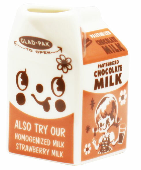 ミルクパッククリーマー　チョコレート（Milk Pack Creamer chocolate）　GLADEE（グラディー）陶器でできたミルクピッチャー（ミルクポット）♪ミルクパックにそっくりな外観がとってもかわいいのでおもてなしに喜ばれること間違いなし！