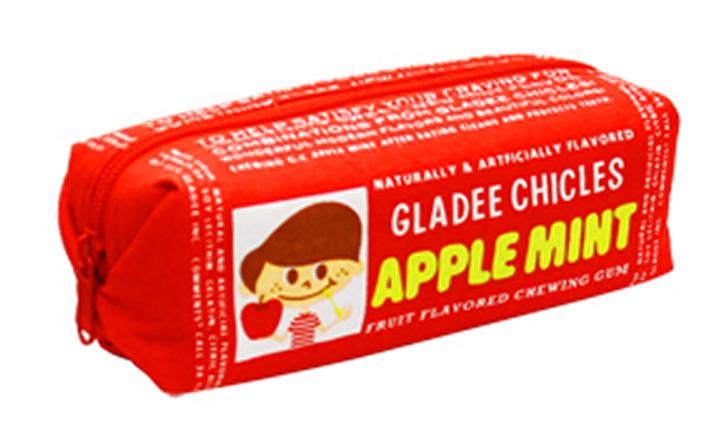 【メール便対応】ニューチューインガム コットンポーチ アップル（New Chewing Gum pouch）GLADEE（グラディー）・筆箱（ふでばこ）トラベルポーチ（旅行ポーチ）やコスメポーチ（化粧ポーチ アクセサリーポーチ）に使えるかわいいおしゃれなペンケース（ペンポーチ）です