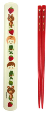 【メール便対応】お箸セット　ストロベリー（Strawberry Chopsticks with Case）　GLADEE（グラディー）・お揃いのお弁当箱などのランチグッズと一緒に！かわいい子供キッズにも嬉しいおはしケース入り、/ランチボックス/ランチセット