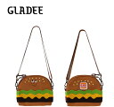 【メール便送料無料】ハンバーガー サコッシュ Gladee・グラディー ブランド のかわいいポシェット 肩がけ 斜めがけ 肩掛け 子供 キッズ 女の子 おしゃれ レディース ミニ 軽量 ショルダーバッグ ショルダーバック スマホ タブレット iPhone iPad mini 小学生