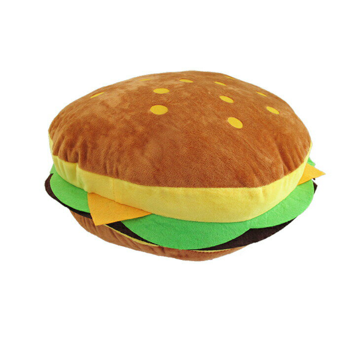 ハンバーガークッション美味しそうなハンバーガー型のクッション。大きめサイズでふかふか♪子供部屋のワンポイントに飾ってもおしゃれおもしろかわいい♪ジャンクフード・ファストフードモチーフ雑貨好き、アメリカンカジュアルなインテリア好きな方におすすめのサムネイル