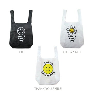 【メール便対応】エコバッグ スマイル折りたたみ式でコンパクト軽量軽いエコバック♪おしゃれかわいいショッピングバッグ(マーケットバッグ)。たためる買い物バッグ・マザーズバッグのサブバッグとしてカバンに♪スマイルニコちゃんキャラクターマーク付