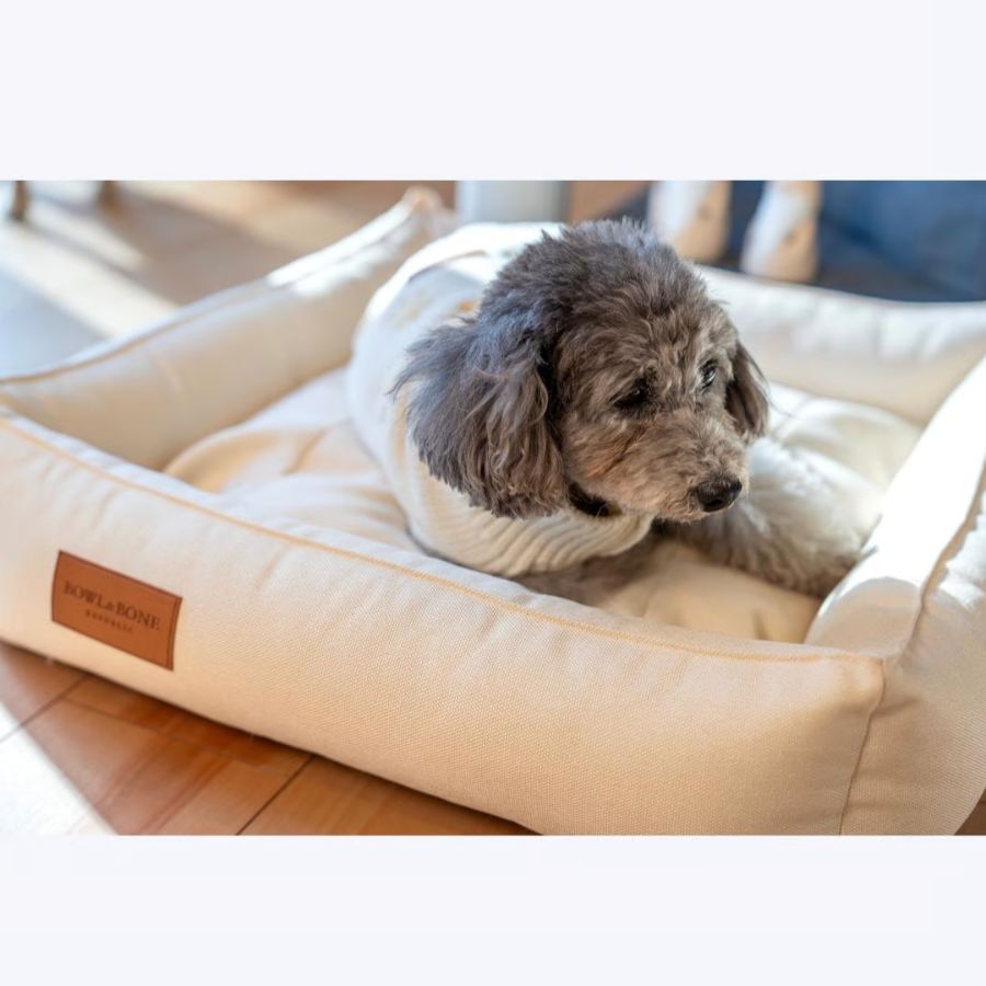 BBR スクエアボックスベッド ベージュ S/M 送料無料 ドッグベッド シンプル 犬用 ペット 洗濯できる 丈夫 オシャレ インテリア ベッド 北欧 高品質 インポート 犬 小型犬 中型犬 おしゃれ シンプル Bowl&Bone Republic モフモフ