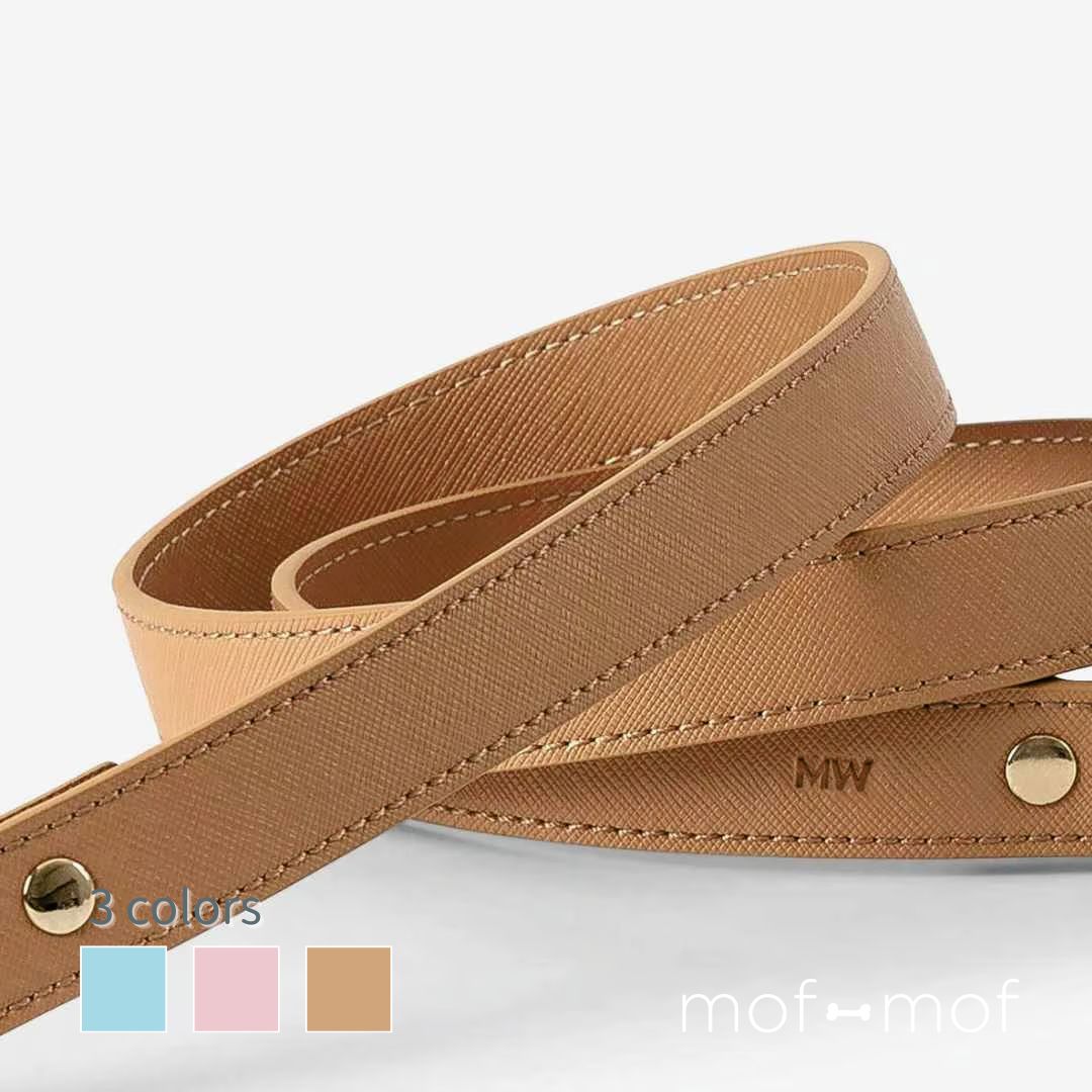 MR WOOF 防水レザーリード ベージュ/ピンク/ブルー ミスターウーフ リード ベージュ ブルー ピンク レ..