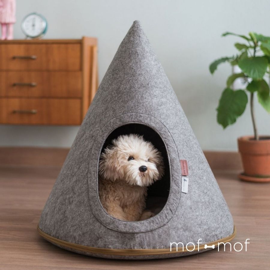 NOOEE PET どこでもおうちテントドッグテント テント 丸めて運べるおうちテント ドッグベッド 猫 猫ベッド 猫テント 北欧 ハイクオリティー 小型犬 グレー トラベル 旅行 インテリア スタイリッシュグレー 犬 ねこ ペット用 隠れ家 オールシーズン モフモフ その1