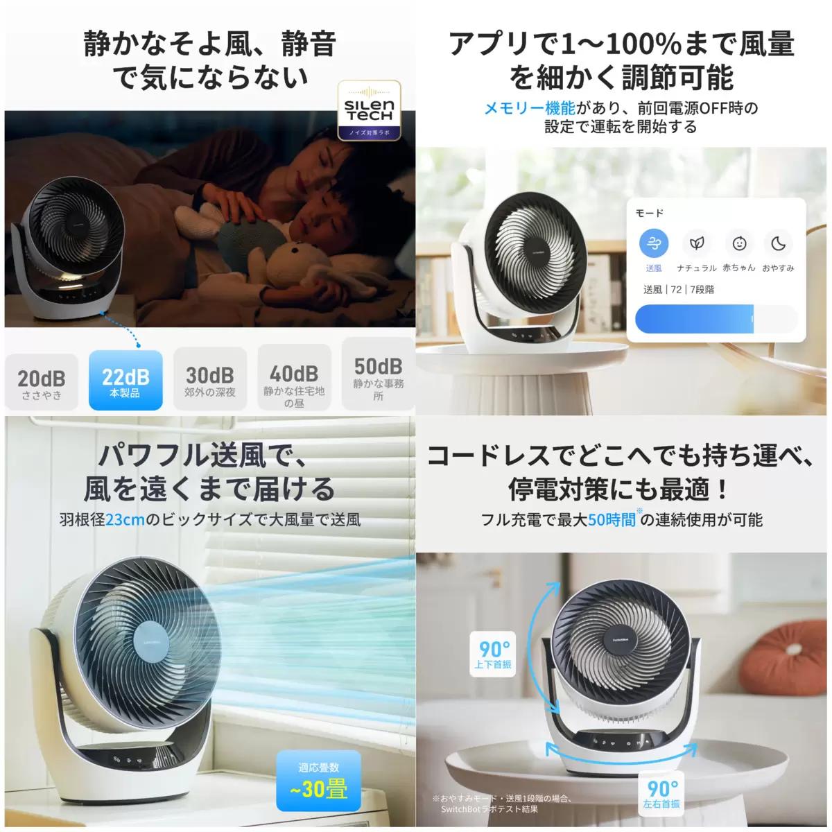 【ポイント最大12倍! 】スイッチボット DCスマートサーキュレーター バッテリー式 ...