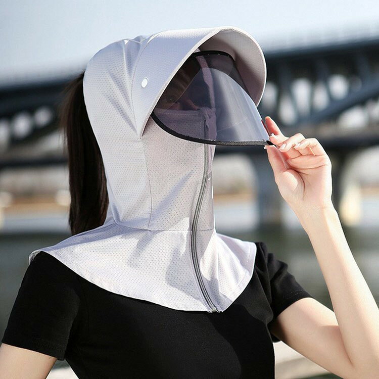 頭巾 フェイスガード UVカット 飛ばない ネックガード レディース 夏 髪を結んだま...