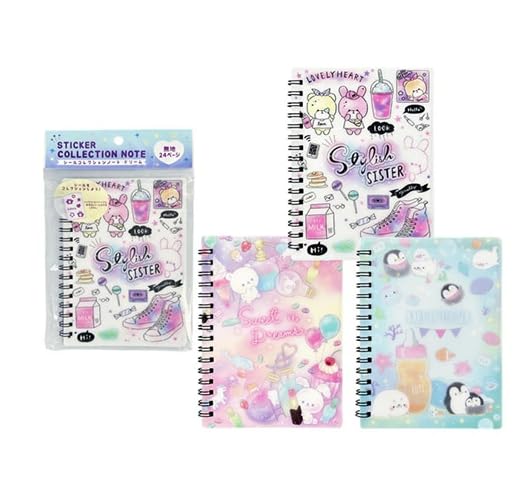 【シールを貼ってコレクションしよう！】 シールコレクションノート ドリーム PP加工中紙24ページ付き サイズ約15×11.2cm 3柄セット