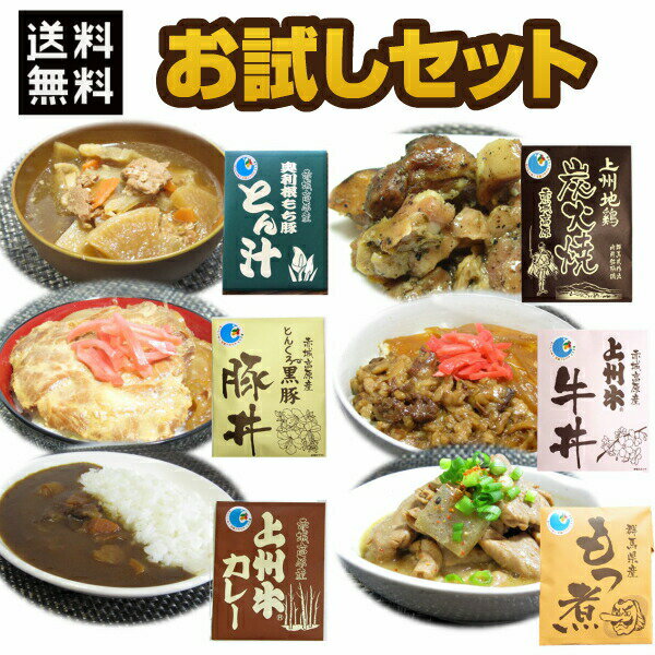 【10%OFFで4800円が4320円に★6/4(火)20:00～】送料無料 群馬ブランド肉和風惣菜 6種6品食べ比べセット レトルト食品 牛丼 豚丼 カレー とん汁 もつ煮 地鶏炭火焼 惣菜 和風総菜 ご当地グルメ 群馬