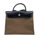 【中古】 Hermes エルメス HERBAG ZIP31 PM エールバッグ ジップ31 PM ショルダーバッグ A刻(2017年) ブラウン系/ブルー系 ト...