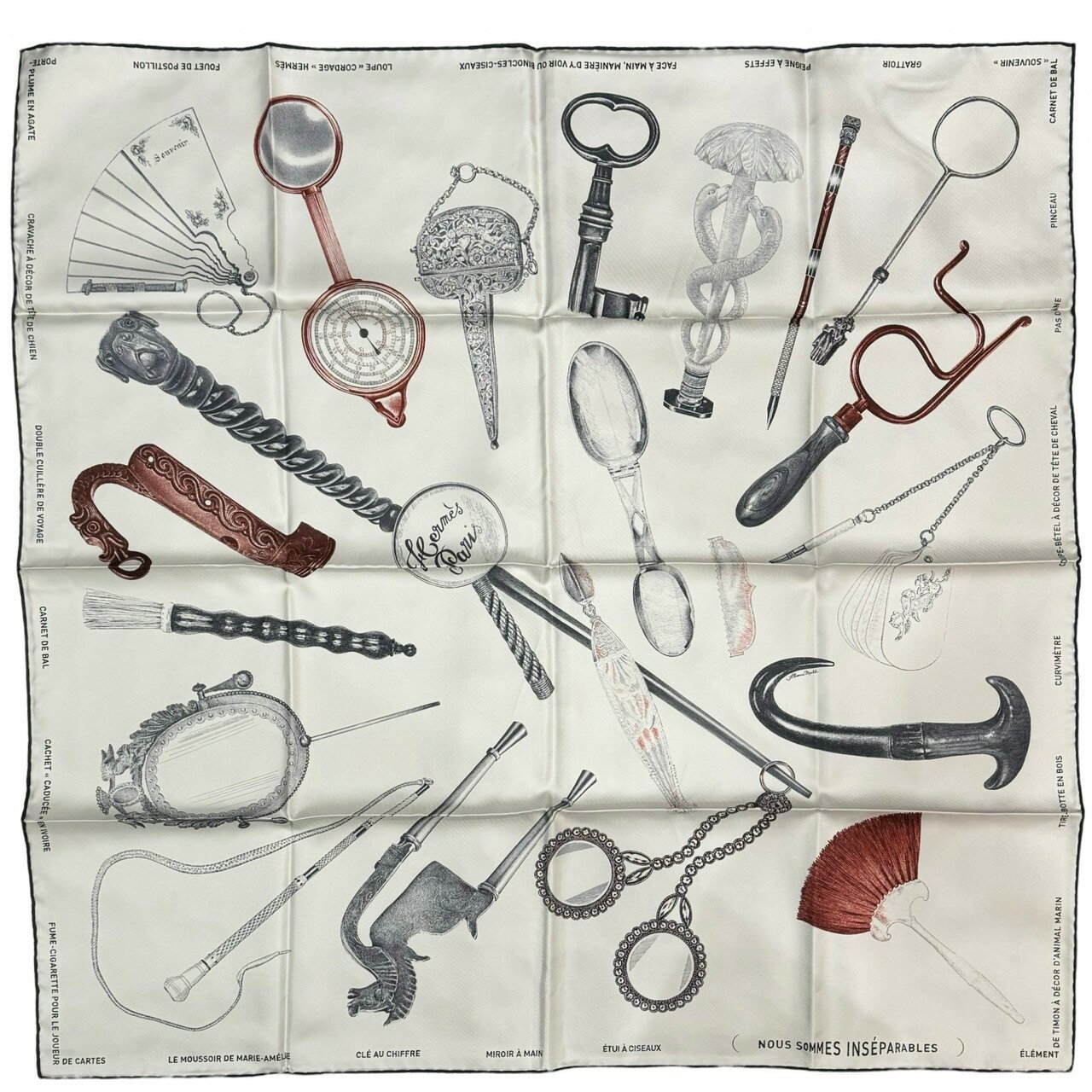 【新品未使用】 Hermès エルメス SCARF スカーフ カレ90 《いつも一緒》 H004149S シルク100％ レディース ギフト プレゼントのサムネイル