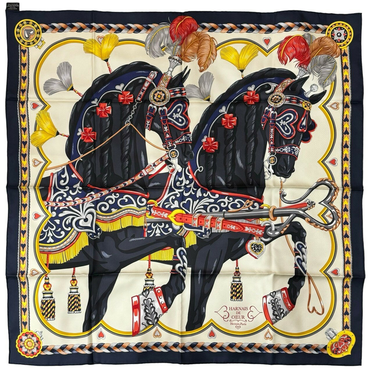 【新品未使用】 Hermès エルメス SCARF スカーフ カレ90 《アルネ・ドゥ・クール》 H004090S12 シルク100％ レディース ギフト プレゼントのサムネイル