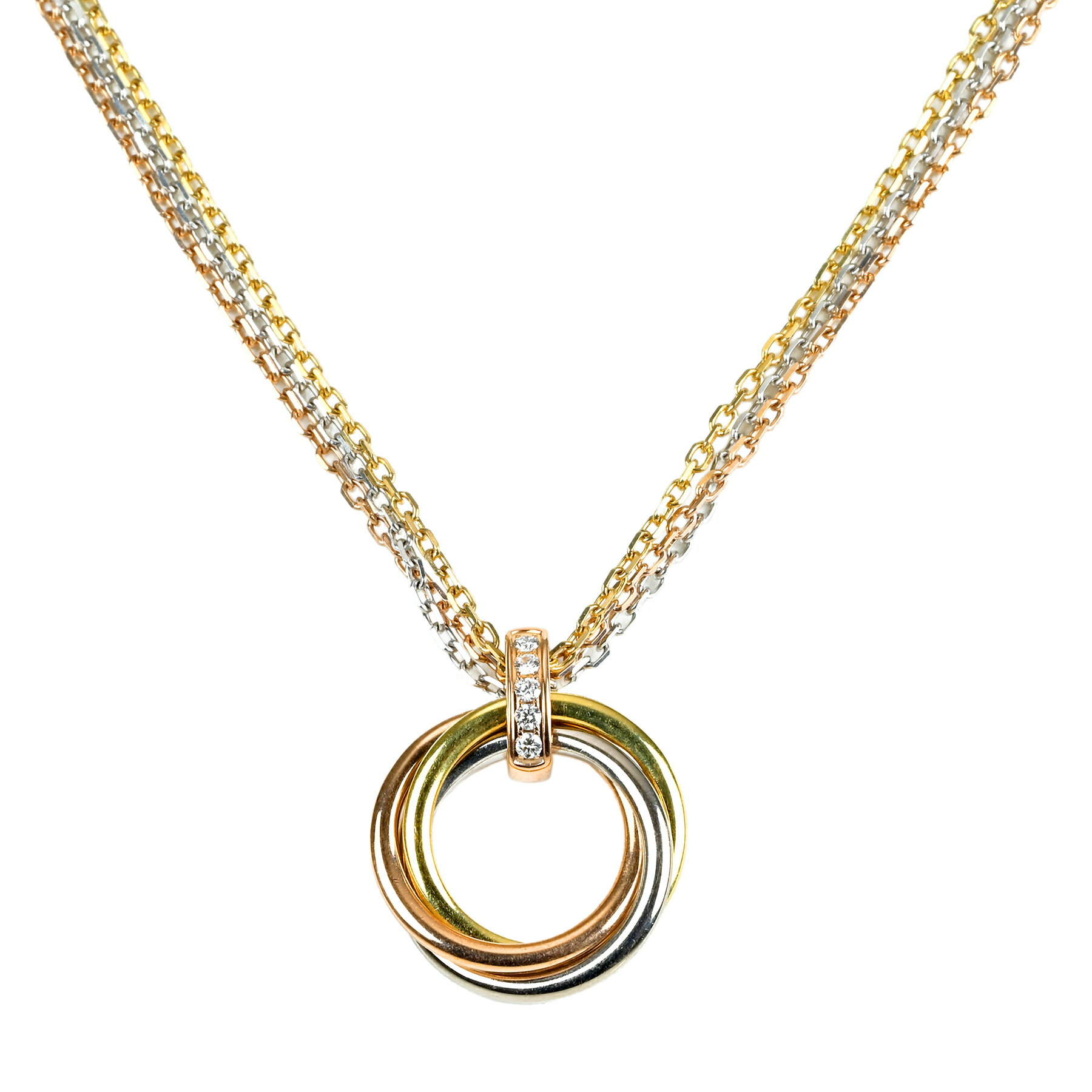 【中古】CARTIER カルティエ K18 スリーカラーゴールド トリニティネックレス 16.7gのサムネイル