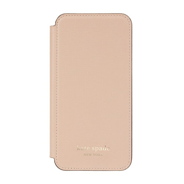 【アウトレット】Kate Spade iPhone12Pro/iPhone12 KSNY Folio Case - Pale Vellum Crumbs/Pale Vellum PC /Gold Logo ピンク